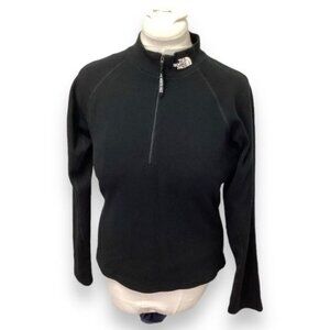 The North Face Womens Sweatshirt 1/4 Zip Pique Fleece Outdoor Pullover Black L